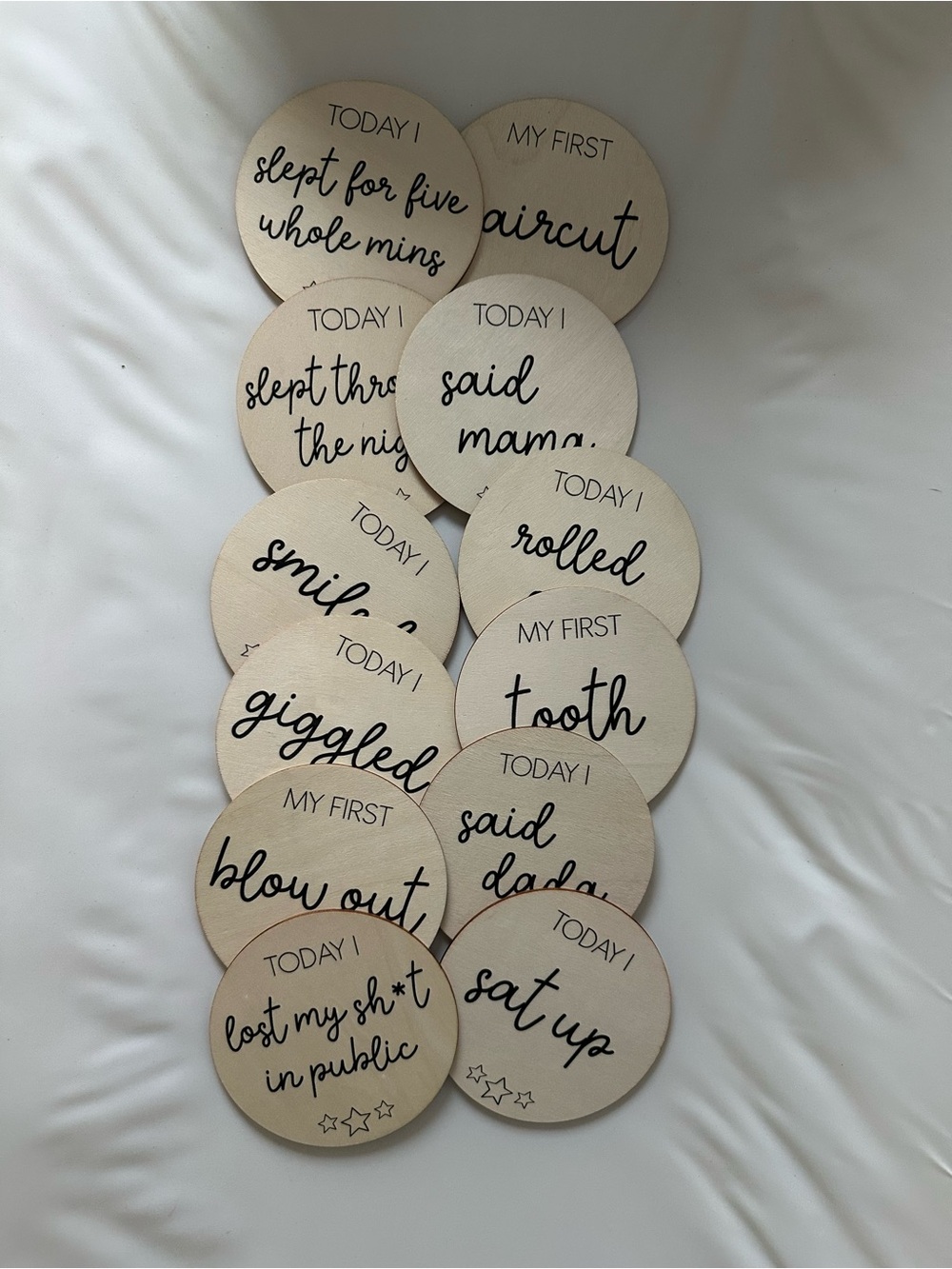 Wooden Baby Milestone Discs (Set of 12)